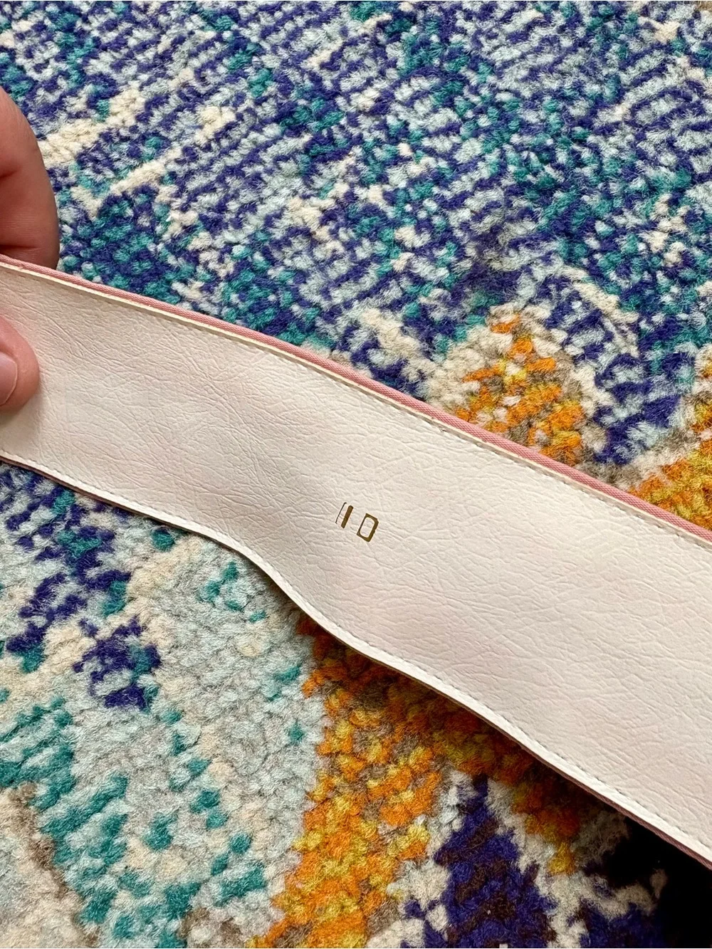 VTG 1980s Striped Pink and White Belt with Gold Rope Buckle